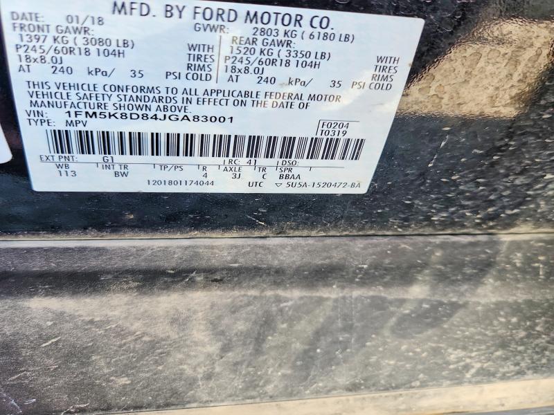 2018 Ford Explorer მანქანა იყიდება აუქციონზე, vin: 1FM5K8D84JGA83001, აუქციონის ნომერი: 66769586