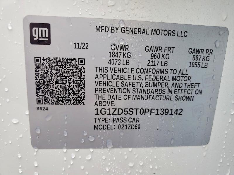 Продажа на аукционе авто 2023 Chevrolet Malibu, vin: 1G1ZD5ST0PF139142, номер лота: 69785256
