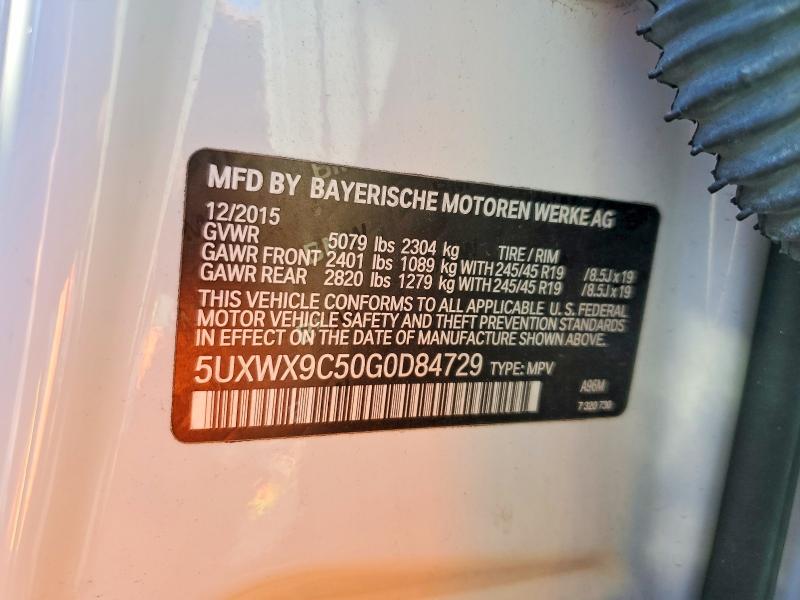 Aukcja sprzedaży 2016 Bmw X3, vin: 5UXWX9C50G0D84729, numer aukcji: 69918236