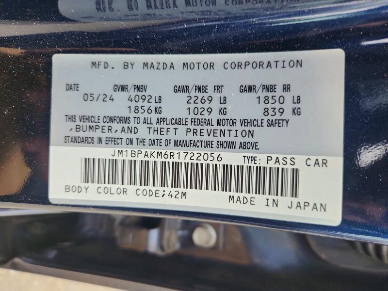 Aukcja sprzedaży 2024 Mazda 3, vin: JM1BPAKM6R1722056, numer aukcji: 68606566