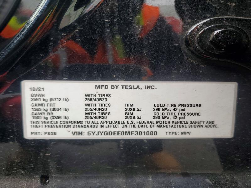 69449836 :رقم المزاد ، 5YJYGDEE0MF301000 vin ، 2021 Tesla Model Y مزاد بيع