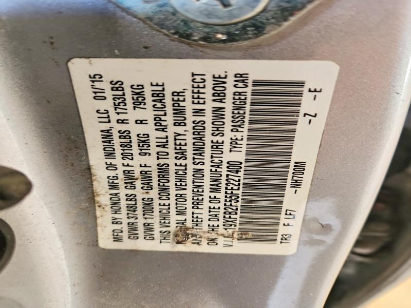 Продажа на аукционе авто 2015 Honda Civic, vin: 19XFB2F55FE227400, номер лота: 69925396