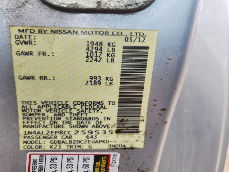 Продажа на аукционе авто 2012 Nissan Altima, vin: 1N4AL2EP8CC259535, номер лота: 67911016