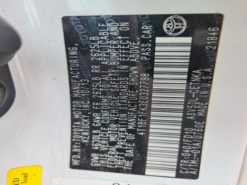 Продаж на аукціоні авто 2014 Toyota Camry, vin: 4T1BF1FK3EU327798, номер лоту: 70042536