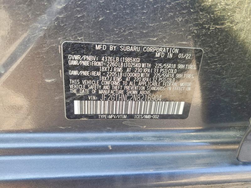 Aukcja sprzedaży 2022 Subaru Crosstrek, vin: JF2GTHNC2N8216904, numer aukcji: 67493276