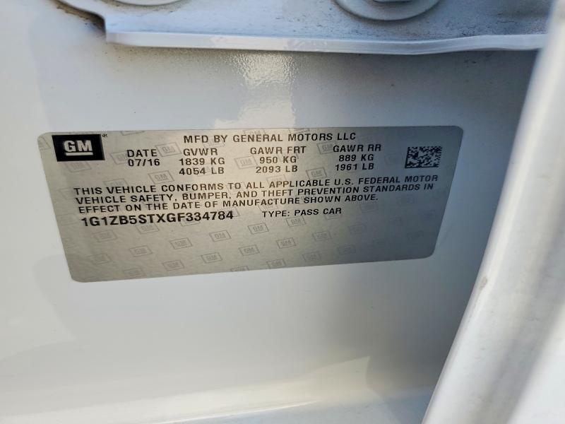 2016 Chevrolet Malibu მანქანა იყიდება აუქციონზე, vin: 1G1ZB5STXGF334784, აუქციონის ნომერი: 67296466