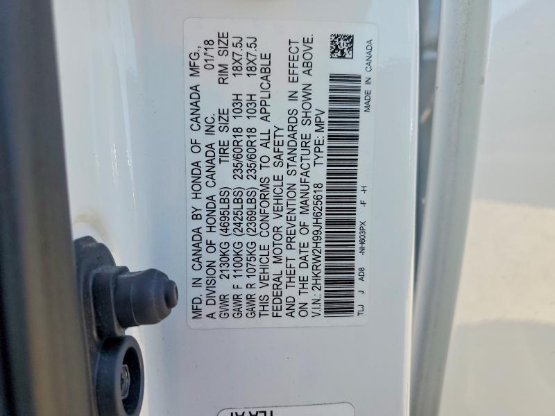 70840656 :رقم المزاد ، 2HKRW2H99JH625618 vin ، 2018 Honda Cr-v مزاد بيع