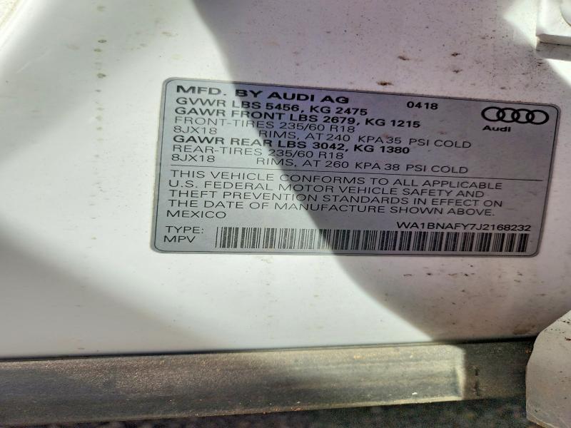 69792576 :رقم المزاد ، WA1BNAFY7J2168232 vin ، 2018 Audi Q5 مزاد بيع