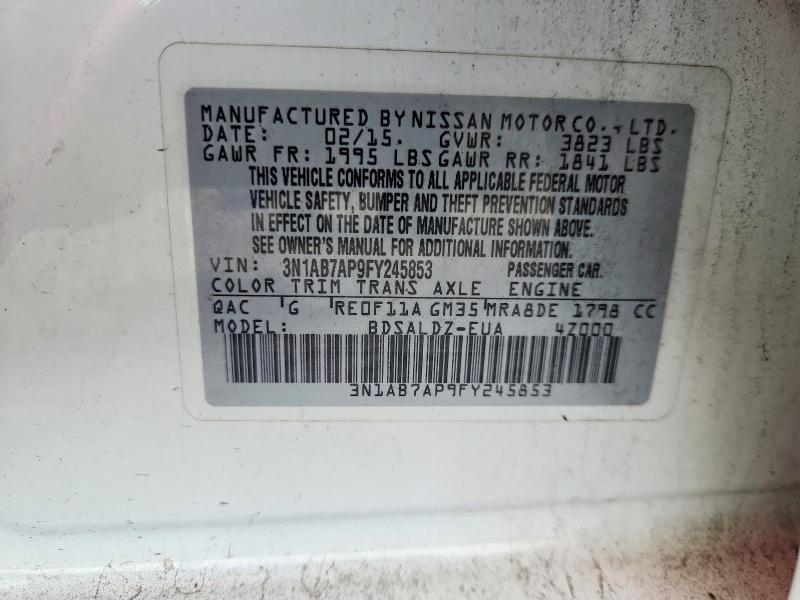 Aukcja sprzedaży 2015 Nissan Sentra, vin: 3N1AB7AP9FY245853, numer aukcji: 68944786