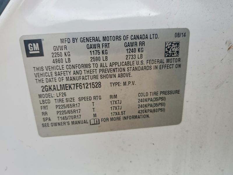 Продаж на аукціоні авто 2015 Gmc Terrain, vin: 2GKALMEK7F6121528, номер лоту: 67845946