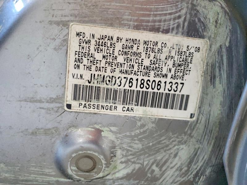2008 Honda Fit მანქანა იყიდება აუქციონზე, vin: JHMGD37618S061337        , აუქციონის ნომერი: 68939706