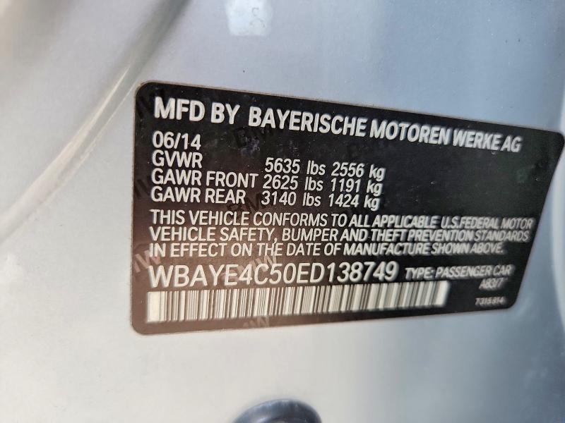 Aukcja sprzedaży 2014 Bmw 740, vin: WBAYE4C50ED138749, numer aukcji: 67801426