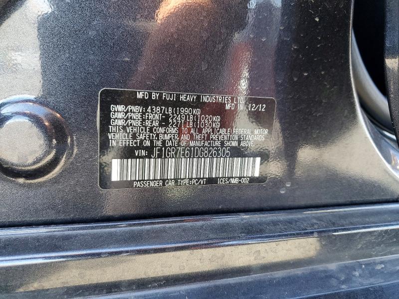 2013 Subaru Impreza მანქანა იყიდება აუქციონზე, vin: JF1GR7E61DG826305, აუქციონის ნომერი: 69813236