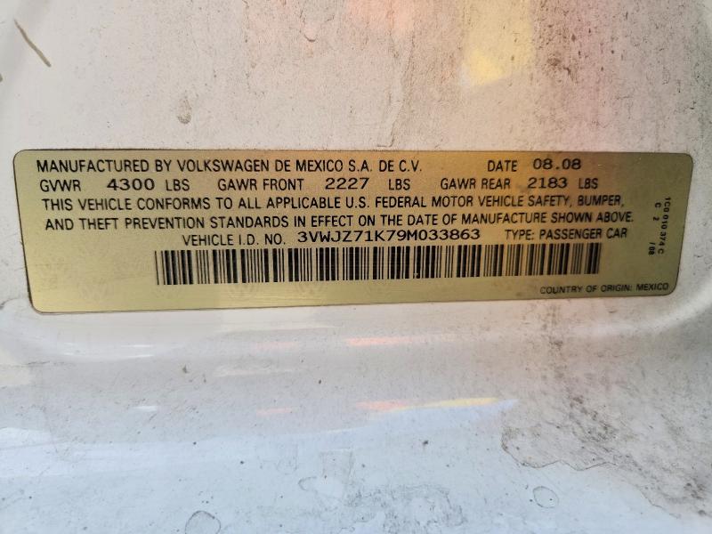 69449726 :رقم المزاد ، 3VWJZ71K79M033863 vin ، 2009 Volkswagen Jetta مزاد بيع