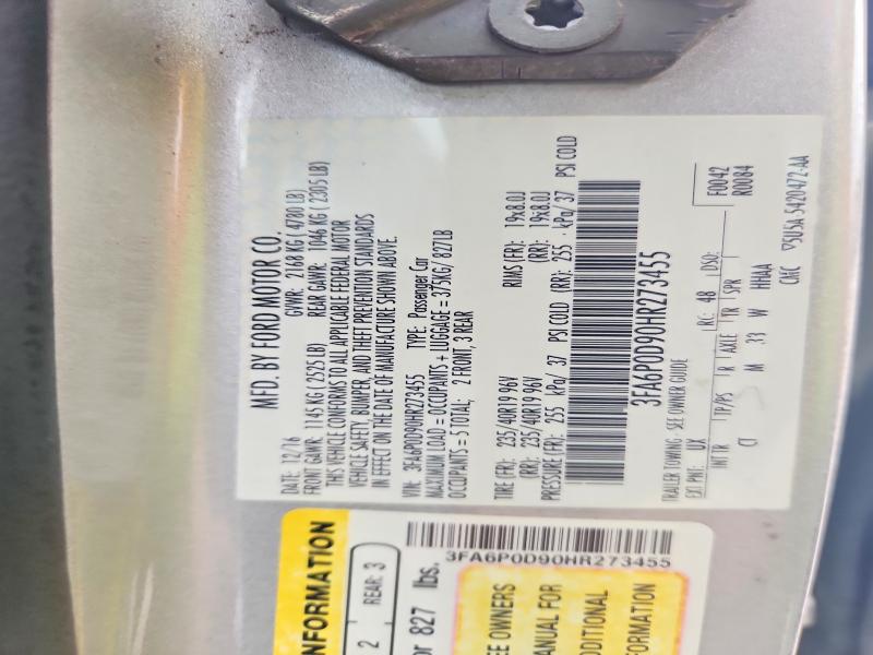 Продажа на аукционе авто 2017 Ford Fusion, vin: 3FA6P0D90HR273455, номер лота: 70825456