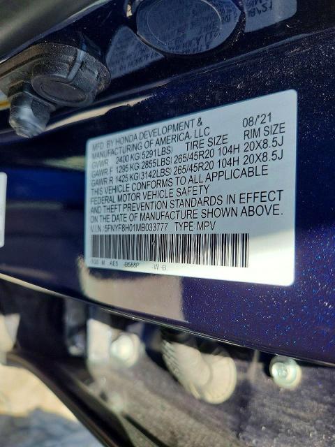 Auction sale of the 2021 Honda Passport, vin: 5FNYF8H01MB033777, lot number: 69012706