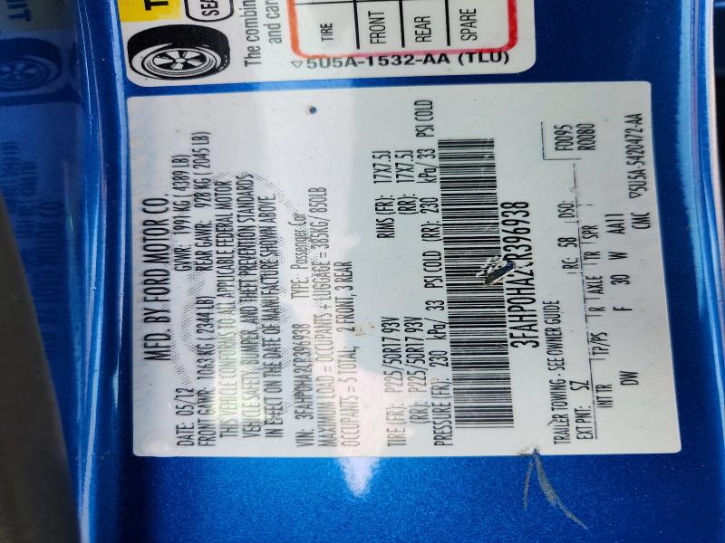 Продажа на аукционе авто 2012 Ford Fusion, vin: 3FAHP0HA2CR396938, номер лота: 70254376