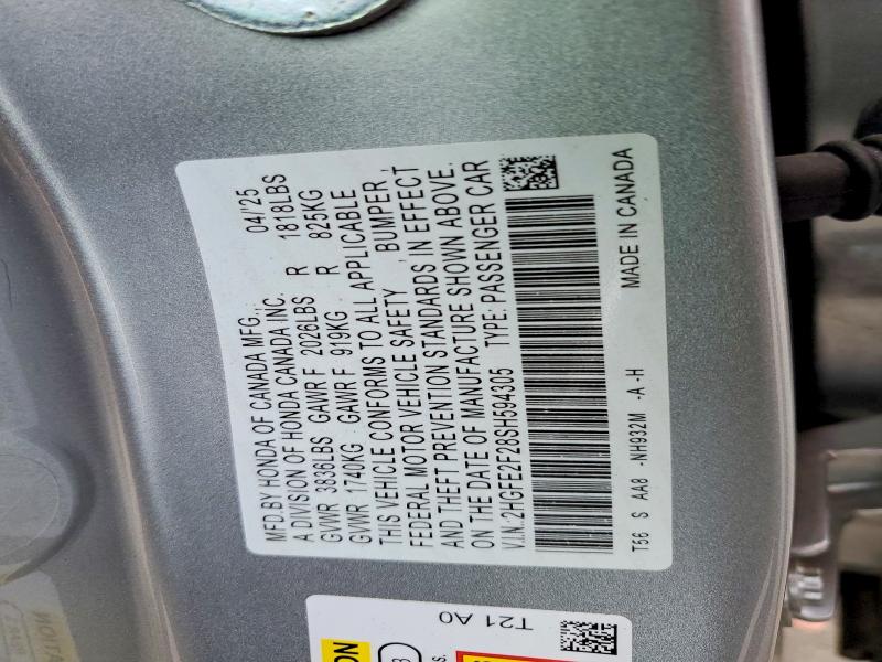 Продаж на аукціоні авто 2025 Honda Civic, vin: 2HGFE2F28SH594305, номер лоту: 70445346