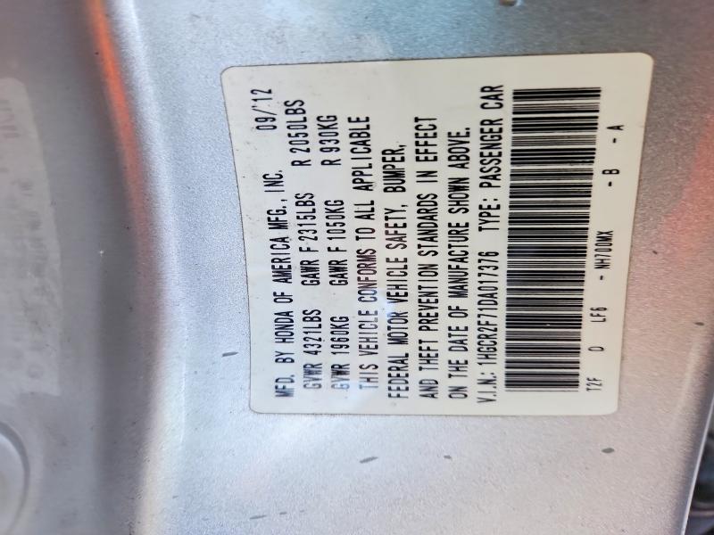 Aukcja sprzedaży 2013 Honda Accord, vin: 1HGCR2F71DA017376, numer aukcji: 68716296
