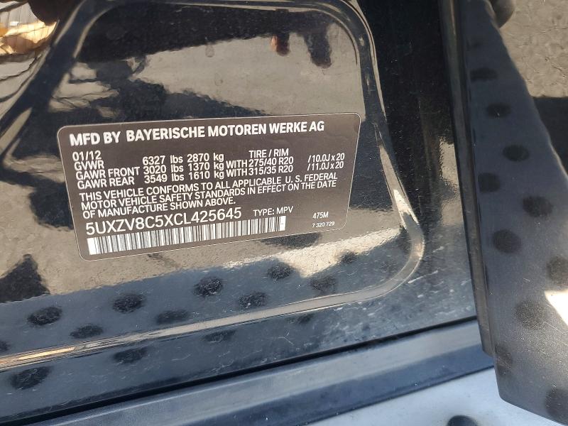 Aukcja sprzedaży 2012 Bmw X5, vin: 5UXZV8C5XCL425645, numer aukcji: 68336786
