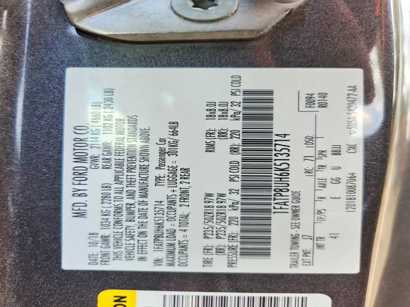 Aukcja sprzedaży 2019 Ford Mustang, vin: 1FATP8UH6K5135714, numer aukcji: 67831896