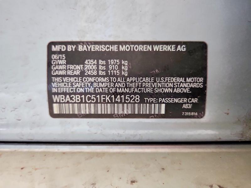 66530716 :رقم المزاد ، WBA3B1C51FK141528 vin ، 2015 Bmw 320 مزاد بيع