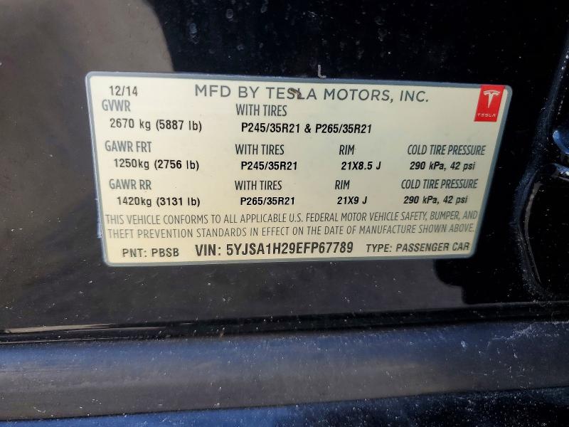 Auction sale of the 2014 Tesla Model S, vin: 5YJSA1H29EFP67789, lot number: 68736596