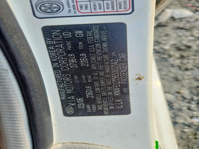 Auction sale of the 2006 Kia Spectra, vin: KNAFE121565302142, lot number: 67455626