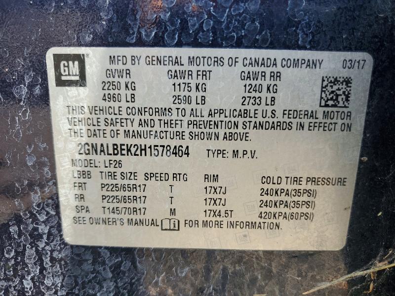 Aukcja sprzedaży 2017 Chevrolet Equinox, vin: 2GNALBEK2H1578464, numer aukcji: 67377156