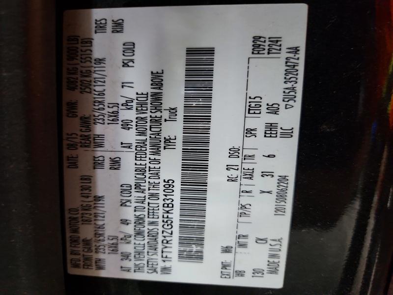 66854666 :رقم المزاد ، 1FTYR1ZG5FKB31095 vin ، 2015 Ford Transit مزاد بيع