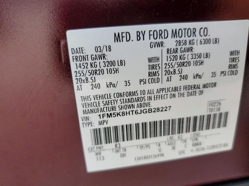 Aukcja sprzedaży 2018 Ford Explorer, vin: 1FM5K8HT6JGB28227, numer aukcji: 69786436