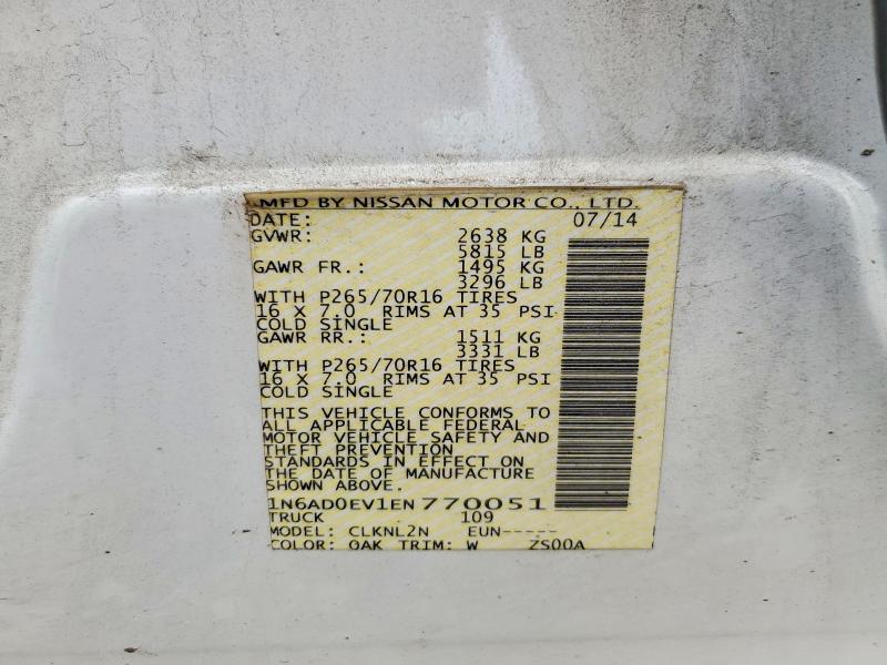 2014 Nissan Frontier მანქანა იყიდება აუქციონზე, vin: 1N6AD0EV1EN770051, აუქციონის ნომერი: 70097746