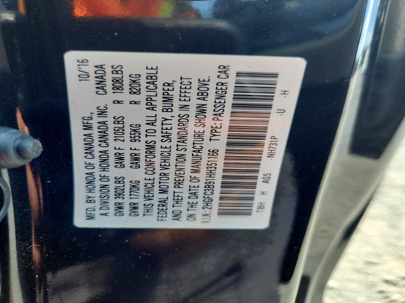 Aukcja sprzedaży 2017 Honda Civic, vin: 2HGFC3B91HH351166, numer aukcji: 67818536