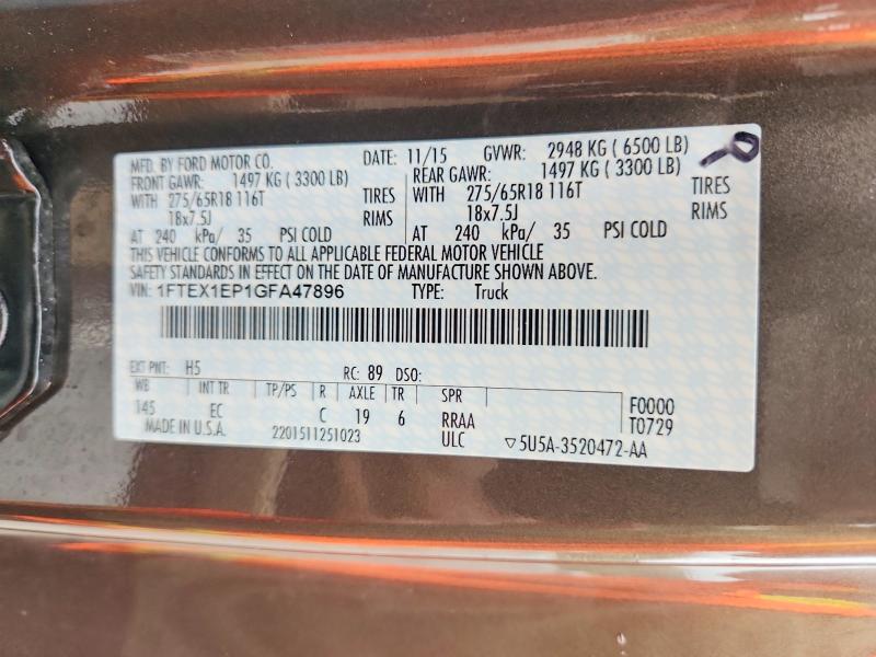 Aukcja sprzedaży 2016 Ford F150, vin: 1FTEX1EP1GFA47896, numer aukcji: 69485746
