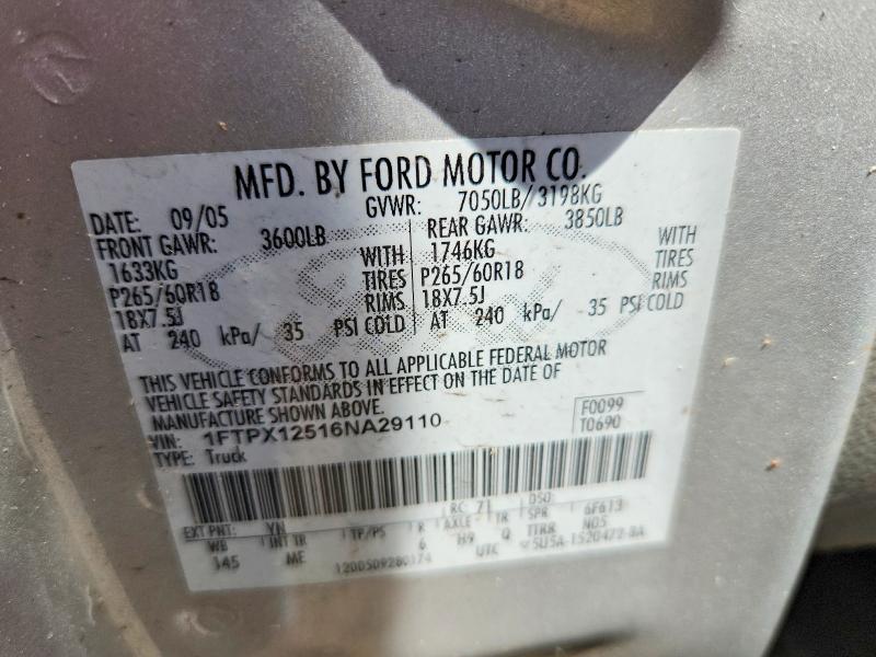 Aukcja sprzedaży 2006 Ford F150, vin: 1FTPX12516NA29110, numer aukcji: 66801736
