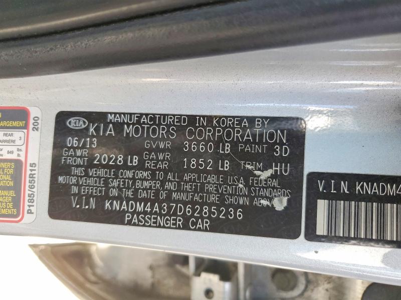 2013 Kia Rio მანქანა იყიდება აუქციონზე, vin: KNADM4A37D6285236, აუქციონის ნომერი: 68148976