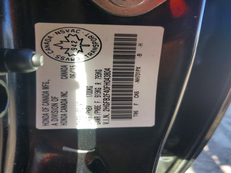 Продажа на аукционе авто 2015 Honda Civic, vin: 2HGFB2F40FH043804, номер лота: 69916306