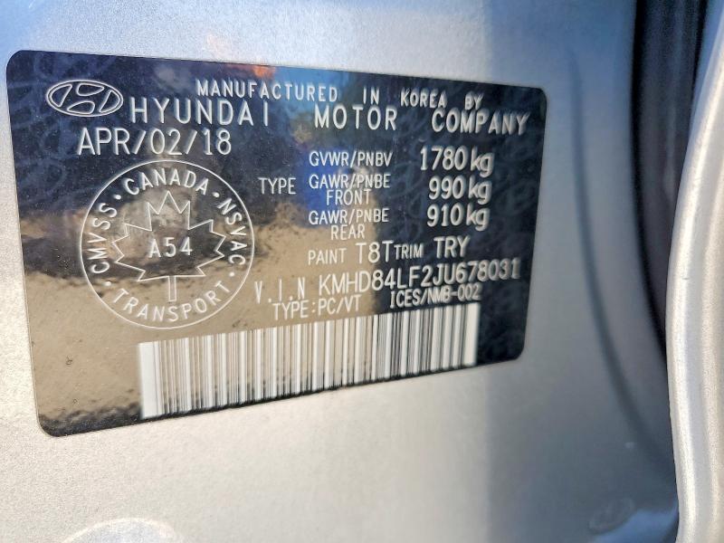 2018 Hyundai Elantra მანქანა იყიდება აუქციონზე, vin: KMHD84LF2JU678031, აუქციონის ნომერი: 69114496