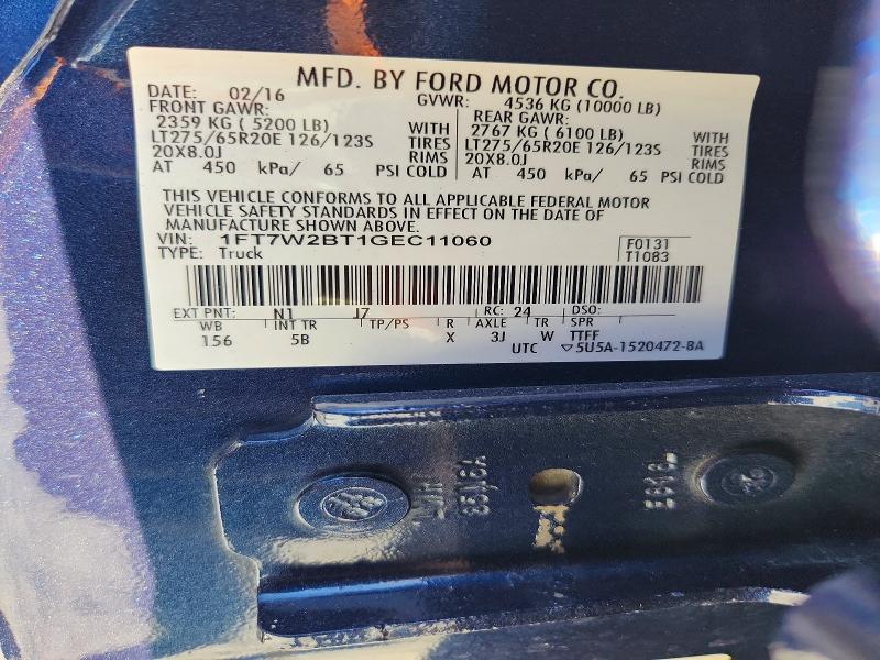 Продаж на аукціоні авто 2016 Ford F250, vin: 1FT7W2BT1GEC11060, номер лоту: 69029556