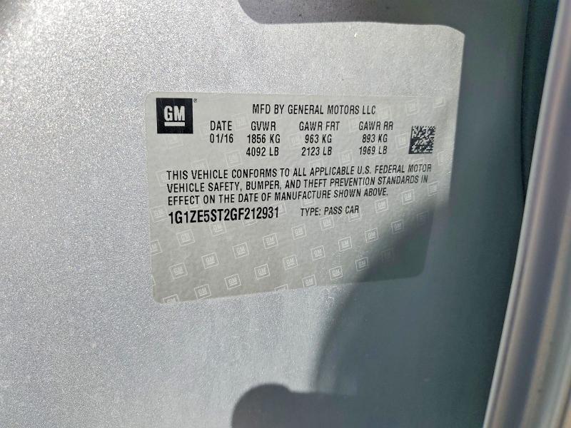 2016 Chevrolet Malibu მანქანა იყიდება აუქციონზე, vin: 1G1ZE5ST2GF212931, აუქციონის ნომერი: 69780256