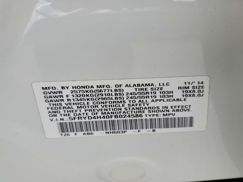 Aukcja sprzedaży 2015 Acura Mdx, vin: 5FRYD4H40FB024586, numer aukcji: 69893646
