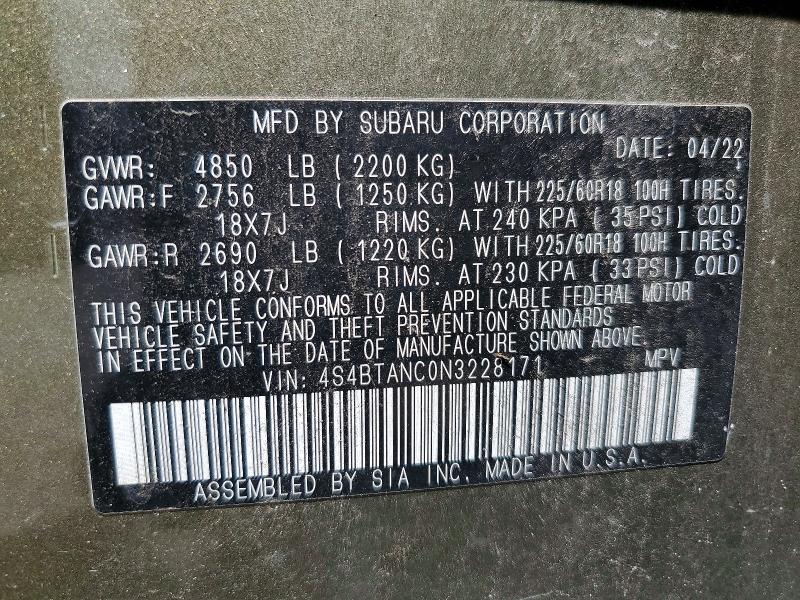 Продажа на аукционе авто 2022 Subaru Outback, vin: 4S4BTANC0N3228171, номер лота: 68174106