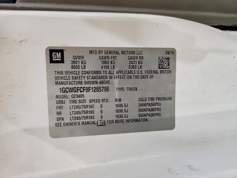 Auction sale of the 2015 Chevrolet Express G2500, vin: 1GCWGFCF8F1285798        , lot number: 68875686