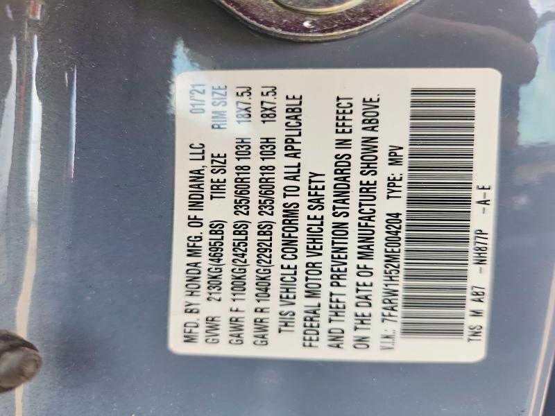 2021 Honda Cr-v მანქანა იყიდება აუქციონზე, vin: 7FARW1H52ME004204, აუქციონის ნომერი: 67901436