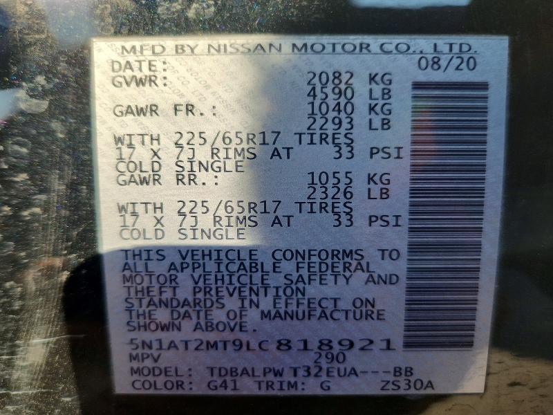 Продаж на аукціоні авто 2020 Nissan Rogue, vin: 5N1AT2MT9LC818921, номер лоту: 69403336