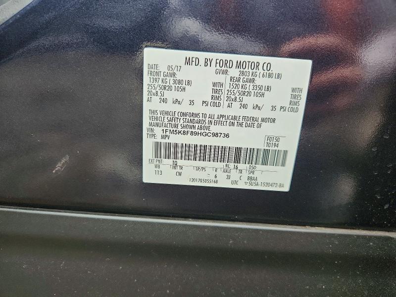 Продаж на аукціоні авто 2017 Ford Explorer, vin: 1FM5K8F89HGC98736, номер лоту: 69847676