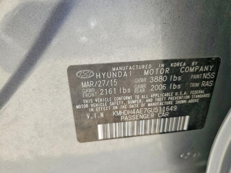 Продаж на аукціоні авто 2016 Hyundai Elantra, vin: KMHDH4AE7GU511649, номер лоту: 69709686
