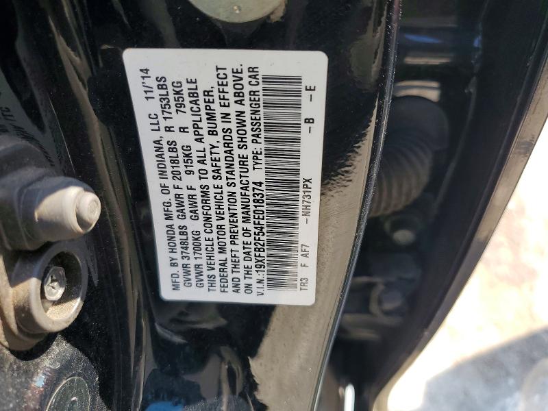 Aukcja sprzedaży 2015 Honda Civic, vin: 19XFB2F54FE018374, numer aukcji: 67738996