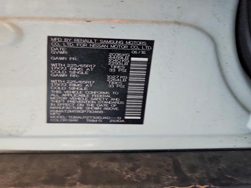 2016 Nissan Rogue მანქანა იყიდება აუქციონზე, vin: KNMAT2MT8GP710468, აუქციონის ნომერი: 70367116