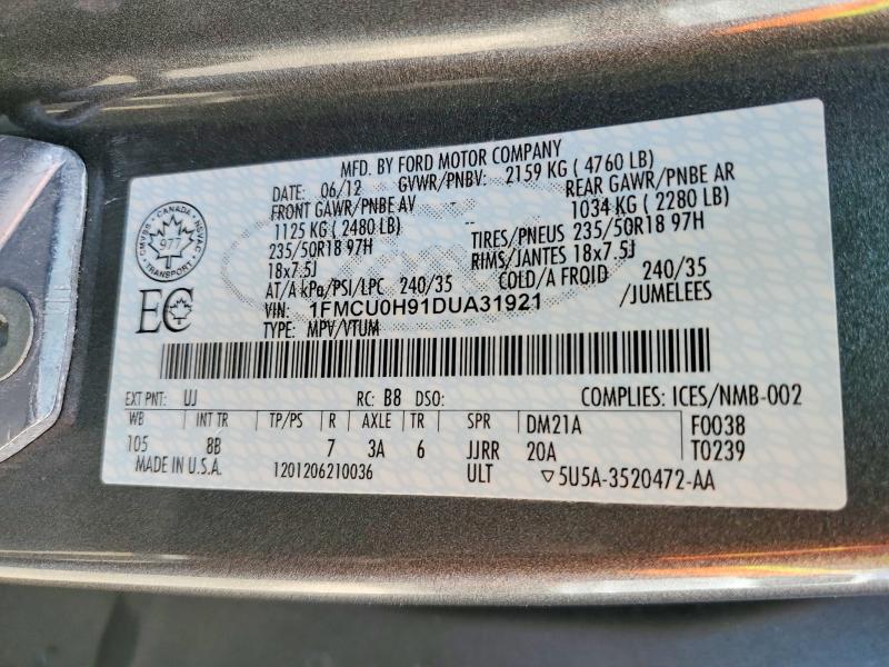Продажа на аукционе авто 2013 Ford Escape, vin: 1FMCU0H91DUA31921, номер лота: 67107586